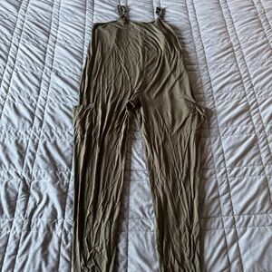 Shein L Green Spaghetti Strapped Maternity Romper with Pockets